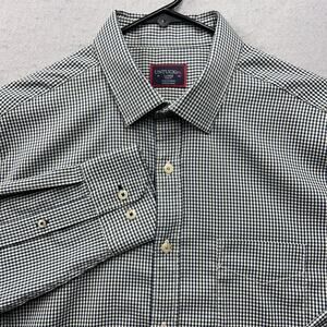 UNTUCKit Mens Large Off White Blue Slim FitGingham Button Down Shirt Casual